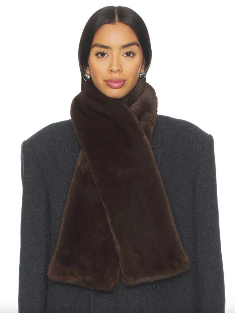 NEW EAVES x Coco Bodil Scarf in Dark Brown Faux Fur